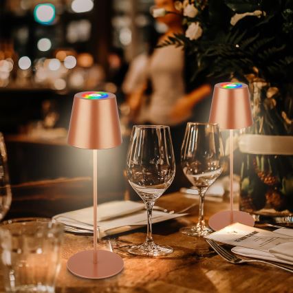 Briloner 7510013 - LED RGBW Stmívatelná venkovní nabíjecí stolní lampa CALIDA LED/2,5W/5V IP44 1200 mAh bronzová