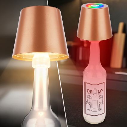 Briloner 7510013 - LED RGBW Stmívatelná venkovní nabíjecí stolní lampa CALIDA LED/2,5W/5V IP44 1200 mAh bronzová