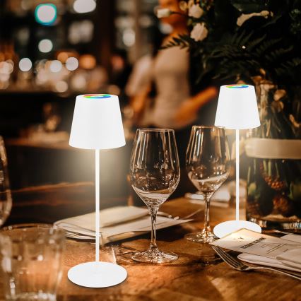 Briloner 7510016 - LED RGBW Stmívatelná venkovní nabíjecí stolní lampa CALIDA LED/2,5W/5V IP44 1200 mAh bílá