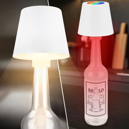Briloner 7510016 - LED RGBW Stmívatelná venkovní nabíjecí stolní lampa CALIDA LED/2,5W/5V IP44 1200 mAh bílá