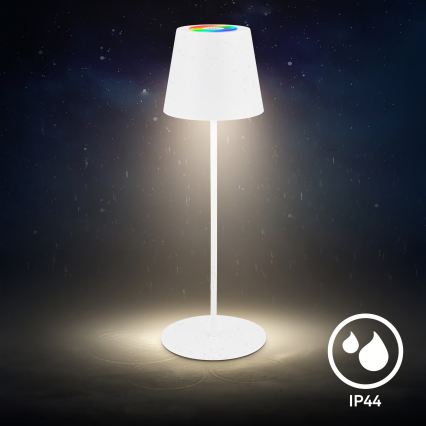 Briloner 7510016 - LED RGBW Stmívatelná venkovní nabíjecí stolní lampa CALIDA LED/2,5W/5V IP44 1200 mAh bílá