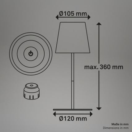 Briloner 7510016 - LED RGBW Stmívatelná venkovní nabíjecí stolní lampa CALIDA LED/2,5W/5V IP44 1200 mAh bílá