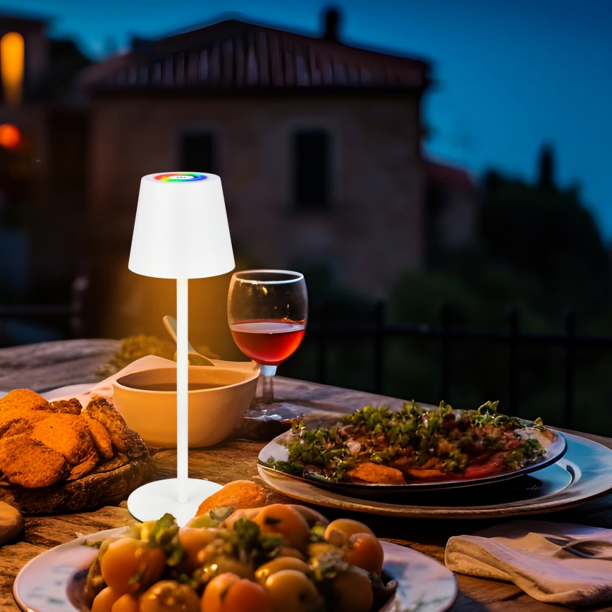 Briloner 7517016 - LED RGBW Stmívatelná nabíjecí venkovní stolní lampa CILANO LED/3W/5V IP44 2000 mAh bílá