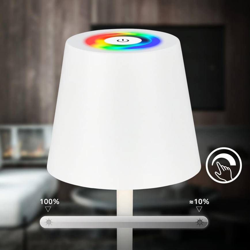 Briloner 7517016 - LED RGBW Stmívatelná nabíjecí venkovní stolní lampa CILANO LED/3W/5V IP44 2000 mAh bílá