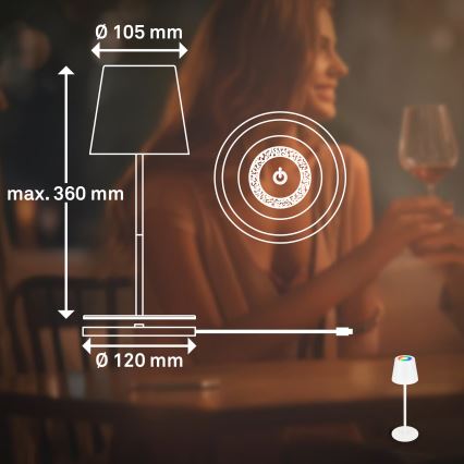 Briloner 7517016 - LED RGBW Stmívatelná nabíjecí venkovní stolní lampa CILANO LED/3W/5V IP44 2000 mAh bílá