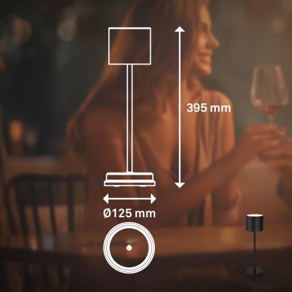 Briloner 7521015 - LED Stmívatelná venkovní nabíjecí stolní lampa SIGO LED/2,5W/5V IP44 2600 mAh černá