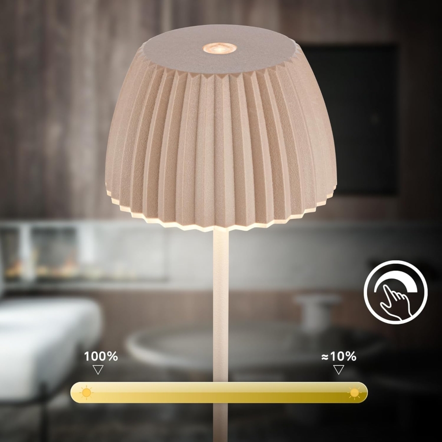 Briloner 7552-011 - LED Stmívatelná nabíjecí dotyková venkovní stolní lampa MINI LED/1,5W/5V IP44 1800 mAh béžová