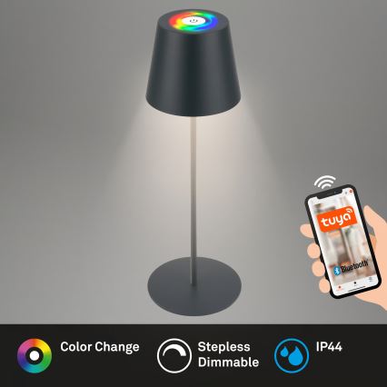Briloner 7559015 - LED RGB Stmívatelná nabíjecí venkovní stolní lampa COLORIS LED/3,5W/5V IP44 2000 mAh antracit Wi-Fi Tuya