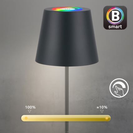 Briloner 7559015 - LED RGB Stmívatelná nabíjecí venkovní stolní lampa COLORIS LED/3,5W/5V IP44 2000 mAh antracit Wi-Fi Tuya