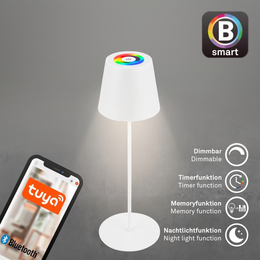 Briloner 7559016 - LED RGB Stmívatelná nabíjecí venkovní stolní lampa COLORIS LED/3,5W/5V IP44 2000 mAh Wi-Fi Tuya