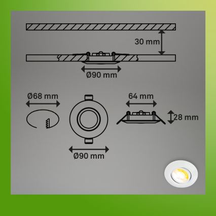 Briloner 7586036 - SADA 3x LED Koupelnové podhledové svítidlo KLIRA 1xLED/4,9W/230V 2500/3000/4000K IP23 bílá