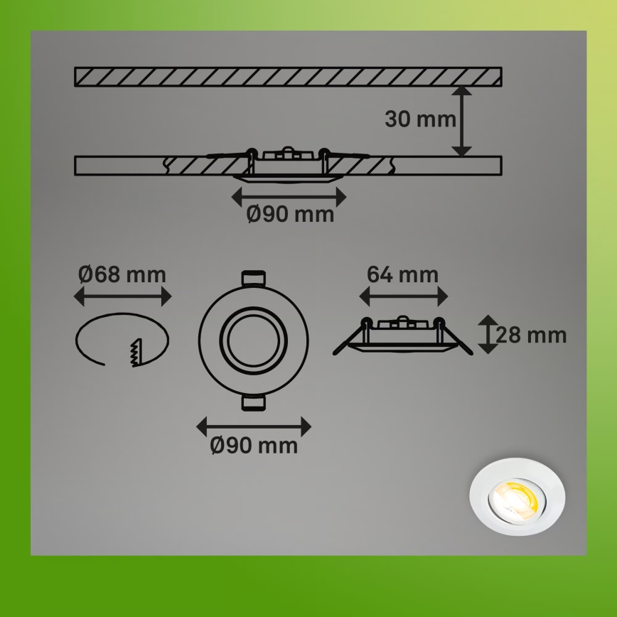 Briloner 7586036 - SADA 3x LED Koupelnové podhledové svítidlo KLIRA LED/4,9W/230V 2500/3000/4000K IP23 bílá
