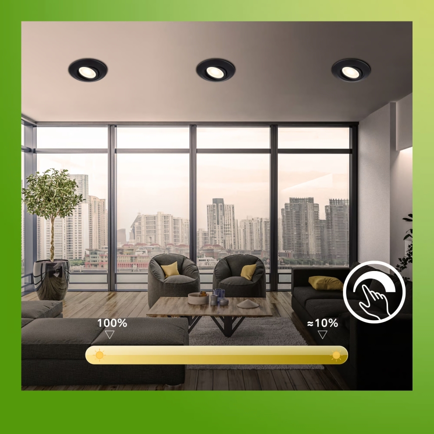 Briloner 7587035 - SADA 3x LED Stmívatelné koupelnové podhledové svítidlo KLIRA 1xLED/4,9W/230V 2500/3000/4000K IP23 černá