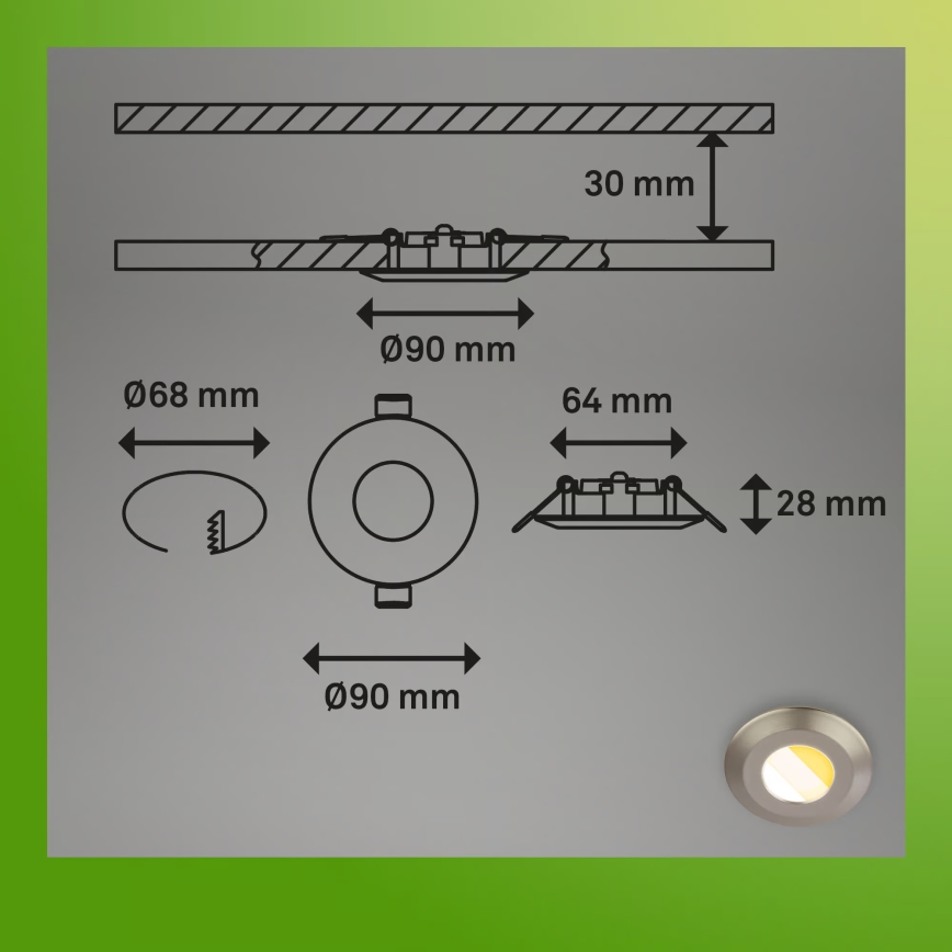 Briloner 7588032 - SADA 3x LED Koupelnové podhledové svítidlo KLIRA 1xLED/4,9W/230V 2500/3000/4000K IP44 matný chrom