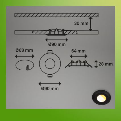 Briloner 7588035 - SADA 3x LED Koupelnové podhledové svítidlo KLIRA LED/4,9W/230V 2500/3000/4000K IP44 černá