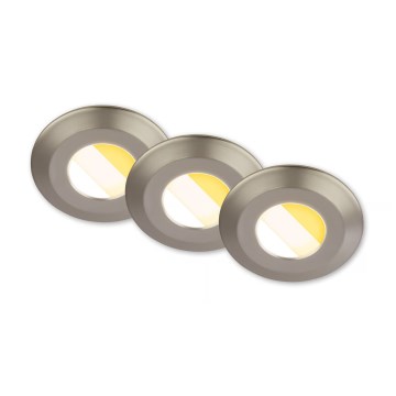 Briloner 7589032 - SADA 3x LED Stmívatelné koupelnové podhledové svítidlo KLIRA 1xLED/4,9W/230V IP44 matný chrom