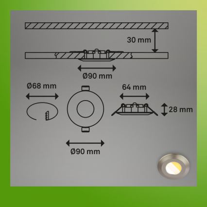 Briloner 7589032 - SADA 3x LED Stmívatelné koupelnové podhledové svítidlo KLIRA 1xLED/4,9W/230V IP44 matný chrom