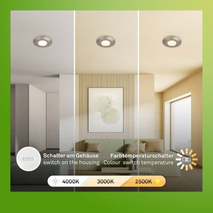 Briloner 7589032 - SADA 3x LED Stmívatelné koupelnové podhledové svítidlo KLIRA LED/4,9W/230V IP44 matný chrom