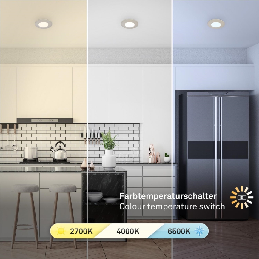 Briloner 7598032 - SADA 3x LED Koupelnové podhledové svítidlo LED/4,9W/230V IP44 2700/4000/6500K matný chrom