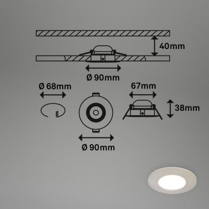 Briloner 7598032 - SADA 3x LED Koupelnové podhledové svítidlo LED/4,9W/230V IP44 2700/4000/6500K matný chrom