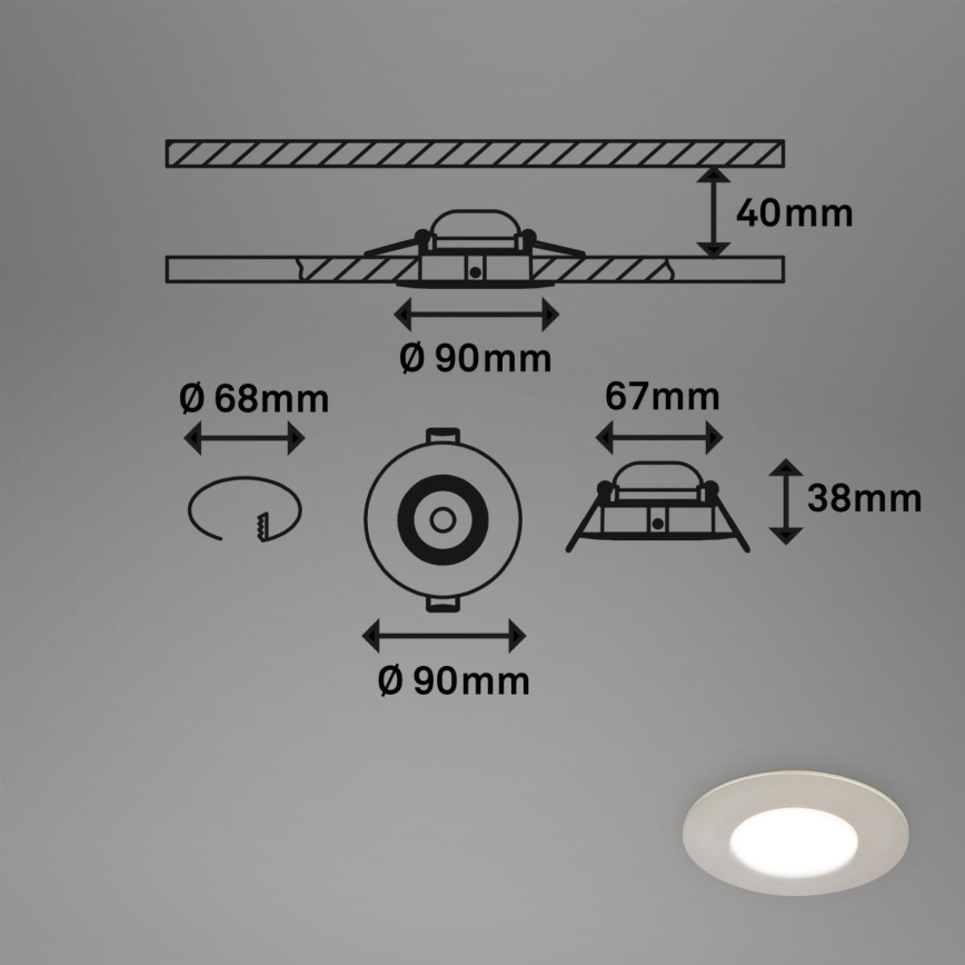 Briloner 7598032 - SADA 3x LED Koupelnové podhledové svítidlo LED/4,9W/230V IP44 2700/4000/6500K matný chrom