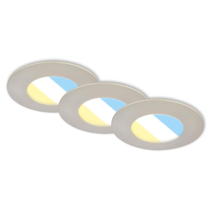 Briloner 7598032 - SADA 3x LED Koupelnové podhledové svítidlo LED/4,9W/230V IP44 2700/4000/6500K matný chrom