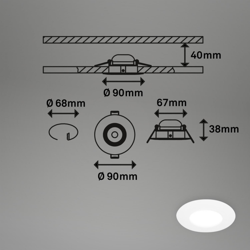 Briloner 7598036 - SADA 3x LED Koupelnové podhledové svítidlo LED/4,9W/230V IP44 2700/4000/6500K bílá