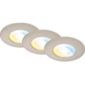 Briloner 7605032 - SADA 3xLED Koupelnové podhledové svítidlo LED/4,9W/230V 2700/4000/6500K IP44 matný chrom