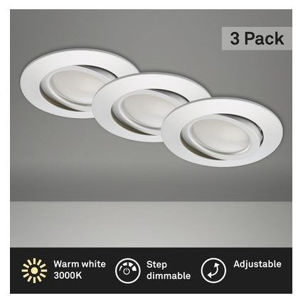 Briloner 8309-039 - SADA 3x LED Stmívatelné koupelnové podhledové svítidlo LED/5W/230V IP23