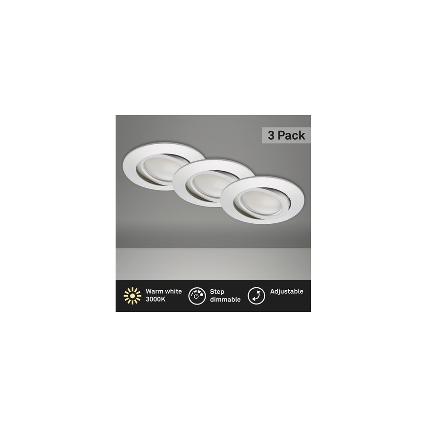 Briloner 8309-039 - SADA 3x LED Stmívatelné koupelnové podhledové svítidlo LED/5W/230V IP23