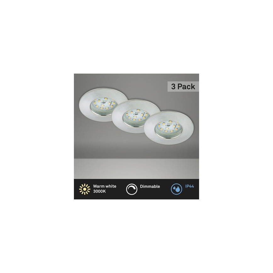Briloner 8316-039-SADA 3x LED Stmívatelné koupelnové podhledové svítidlo LED/5,5W/230V IP44