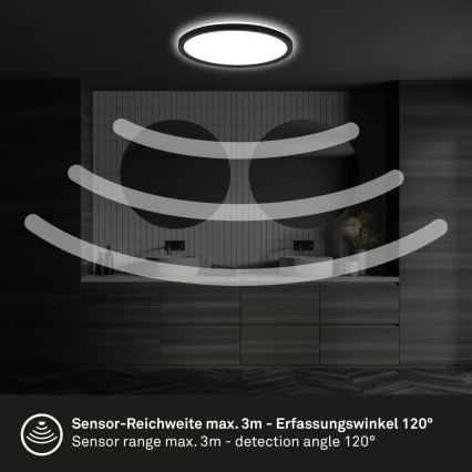 Briloner - LED Koupelnové stropní svítidlo se senzorem pohybu MOVE LED/18W/230V IP44 pr. 29 cm černá