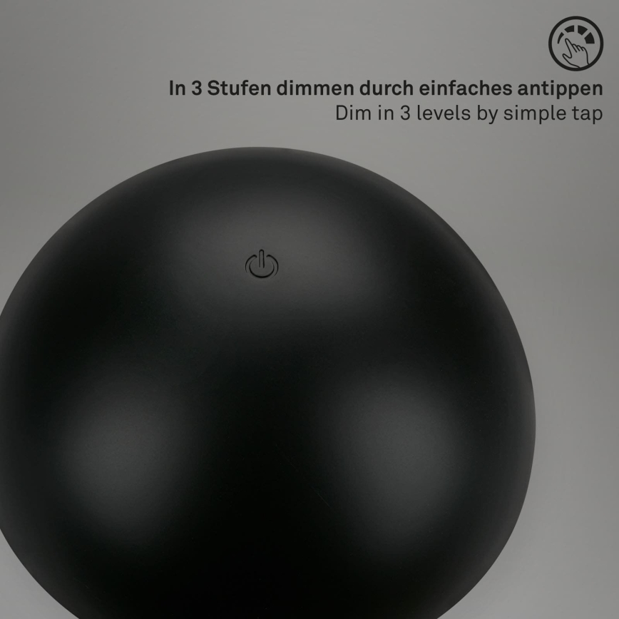 Briloner - LED Stmívatelná nabíjecí dotyková venkovní stolní lampa LED/2,6W/5V 3000K IP44 2000 mAh černá