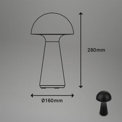 Briloner - LED Stmívatelná nabíjecí dotyková venkovní stolní lampa LED/2,6W/5V 3000K IP44 2000 mAh černá