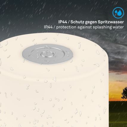 Briloner - LED Stmívatelná nabíjecí dotyková venkovní stolní lampa LED/2W/5V 2700K IP44 1200 mAh matný chrom