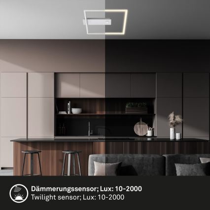Briloner - LED Stropní svítidlo se senzorem pohybu a soumraku FRAME LED/14W/230V 3000K 30x32 cm matný chrom