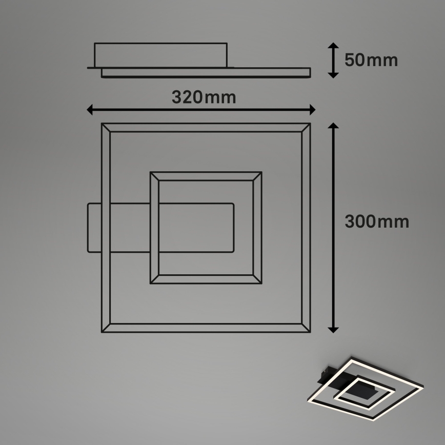 Briloner - LED Stropní svítidlo FRAME LED/22W/230V 3000K 30x32 cm černá