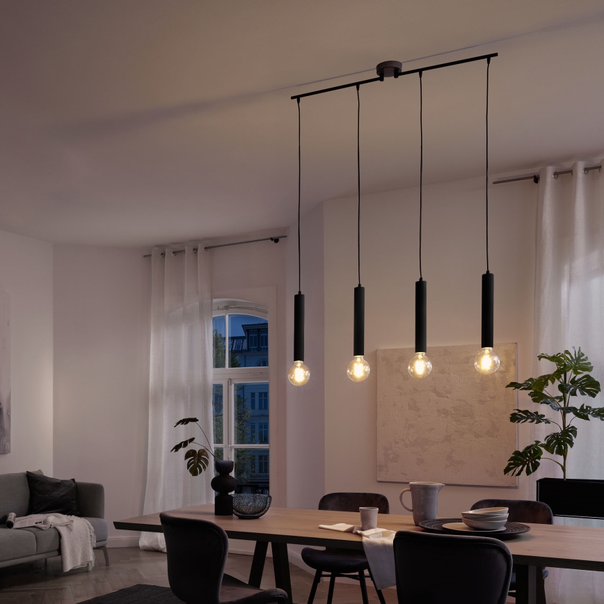 Briloner - Lustr na lanku LONGA 4xE27/60W/230V černá
