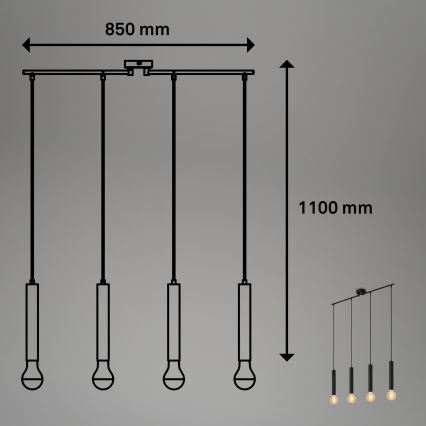 Briloner - Lustr na lanku LONGA 4xE27/60W/230V černá