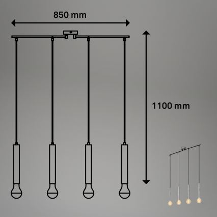 Briloner - Lustr na lanku LONGA 4xE27/60W/230V stříbrná