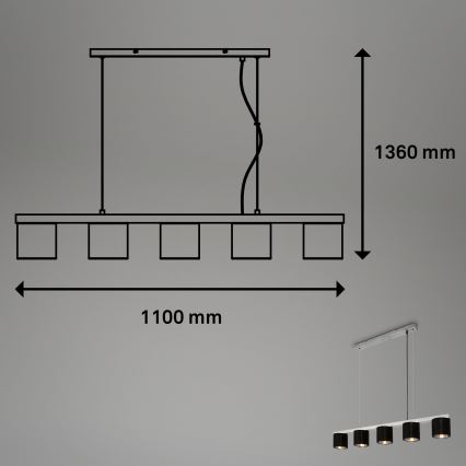 Briloner - Lustr na lanku LURI 5xE14/25W/230V kaučukovník