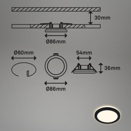 Briloner - SADA 3x LED Koupelnové podhledové svítidlo LED/3W/230V IP44