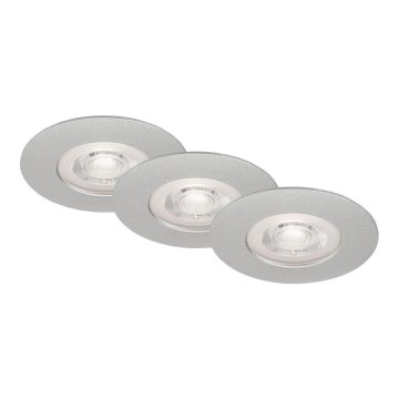 Briloner- SADA 3x LED Koupelnové podhledové svítidlo LED/4,9W/230V IP44 stříbrná