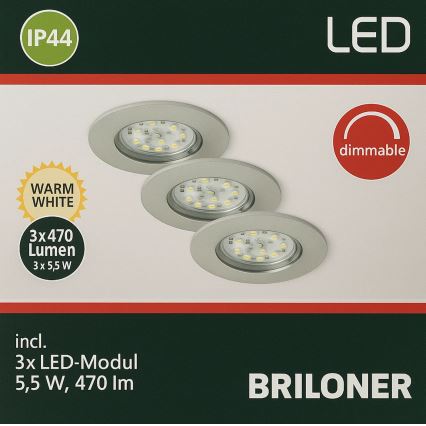 Briloner - SADA 3x LED Stmívatelné koupelnové podhledové svítidlo LED/5,5W/230V IP44