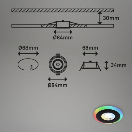 Briloner - SADA 3x LED RGBW Stmívatelné koupelnové podhledové svítidlo LED/5W/230V 3000-6500K IP44 + dálkové ovládání