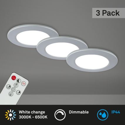 Briloner - SADA 3x LED Stmívatelné koupelnové podhledové svítidlo LED/4,8W/230V 3000-6500K IP44 + dálkové ovládání