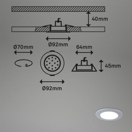 Briloner - SADA 3x LED Stmívatelné koupelnové podhledové svítidlo LED/4,8W/230V 3000-6500K IP44 + dálkové ovládání