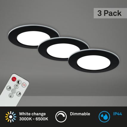 Briloner - SADA 3x LED Stmívatelné koupelnové podhledové svítidlo svítidlo LED/4,8W/230V 3000-6500K IP44 + dálkové ovládání