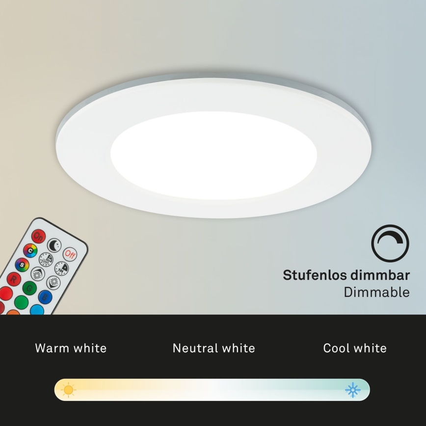 Briloner - SADA 3x RGBW LED Stmívatelné koupelnové podhledové svítidlo LED/4,8W/230V 3000-6500K IP65 + dálkové ovládání