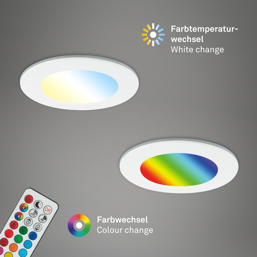 Briloner - SADA 3x RGBW LED Stmívatelné koupelnové podhledové svítidlo LED/4,8W/230V 3000-6500K IP65 + dálkové ovládání